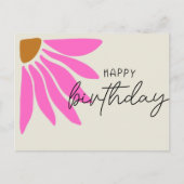 カラフルレトロピンクフローラハッピーバースデー ポストカード (正面)