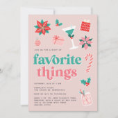 カラフルレトロピンクホリデーお気に入りのものパーティー 招待状 (正面)