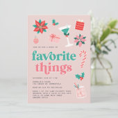カラフルレトロピンクホリデーお気に入りのものパーティー 招待状 (スタンド正面)