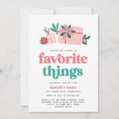 カラフルレトロピンクホリデーお気に入りのパーティー 招待状 (正面)