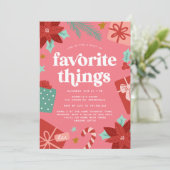 カラフルレトロピンクホリデーお気に入りのパーティー 招待状 (スタンド正面)
