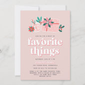 カラフルレトロピンクホリデーお気に入りのパーティー 招待状 (正面)
