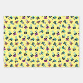 カラフルレトロフラッシュカメラパターン ラッピングペーパーシート (正面)