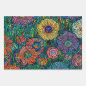 カラフルレトロフラワーガーデン ラッピングペーパーシート (正面2)