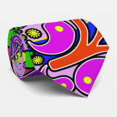 カラフルレトロフラワーペイズリーサイケデリックネクタイ ネクタイ (ロール)