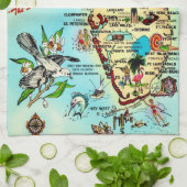 カラフルレトロフロリダの地図 キッチンタオル (折り畳み)