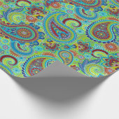 カラフルレトロフローラペイズリーパターン ラッピングペーパー (角)