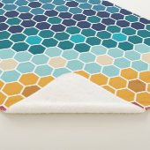 カラフルレトロフローラモザイク六角形パターン シェルパブランケット (3/4)