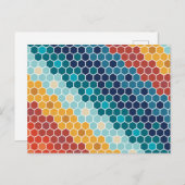 カラフルレトロフローラモザイク六角形パターン シーズンポストカード (正面/裏面)