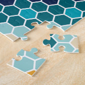 カラフルレトロフローラモザイク六角形パターン ジグソーパズル (側面)