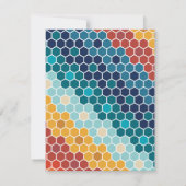 カラフルレトロフローラモザイク六角形パターン ノートカード (裏面)