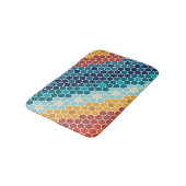 カラフルレトロフローラモザイク六角形パターン バスマット (アングル)