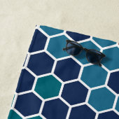 カラフルレトロフローラモザイク六角形パターン ビーチタオル (インサイチュ)