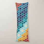 カラフルレトロフローラモザイク六角形パターン ボディピロー (裏面 (縦))