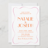 カラフルレトロブライトおもしろいヴィンテージキュイ結婚ズ 招待状 (正面)