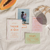 カラフルレトロブライトおもしろいヴィンテージキュイ結婚ズ 招待状