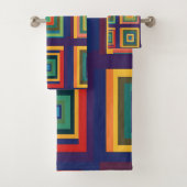 カラフルレトロブロックデザイン バスタオルセット (インサイチュ)