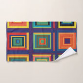 カラフルレトロブロックデザイン バスタオルセット (ハンドタオル)