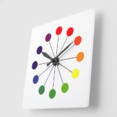 カラフルレトロミッドセンチュリーモダンスクエアクロック スクエア壁時計 (傾斜)