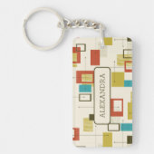 カラフルレトロミッドセンチュリー幾何学形状 キーホルダー (正面)