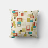 カラフルレトロミッドセンチュリー幾何学形状 クッション (正面)