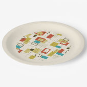 カラフルレトロミッドセンチュリー幾何学形状 ペーパープレート (アングル)