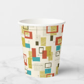 カラフルレトロミッドセンチュリー幾何学形状 紙コップ (正面)