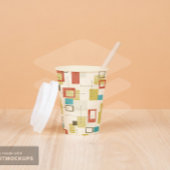 カラフルレトロミッドセンチュリー幾何学形状 紙コップ