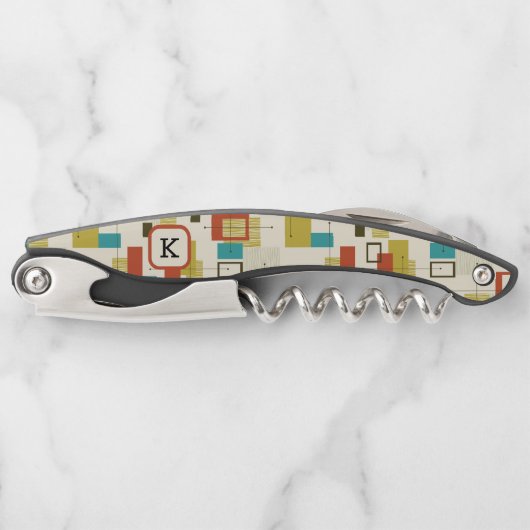 カラフルレトロミッドセンチュリー幾何学模様 ソムリエナイフ (正面)