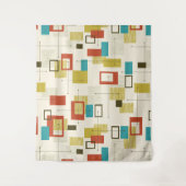 カラフルレトロミッドセンチュリー幾何学模様 タペストリー (正面)