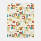 カラフルレトロミッドセンチュリー幾何学模様 フリースブランケット (正面)