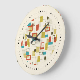 カラフルレトロミッドセンチュリー幾何学模様 ラージ壁時計