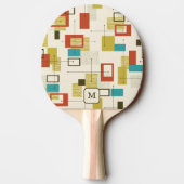 カラフルレトロミッドセンチュリー幾何学模様 卓球ラケット (裏面)