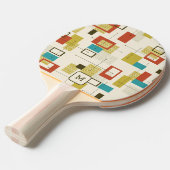 カラフルレトロミッドセンチュリー幾何学模様 卓球ラケット (正面アングル)