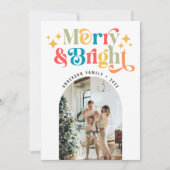 カラフルレトロメリーとBright Christmas Photo シーズンカード (正面)
