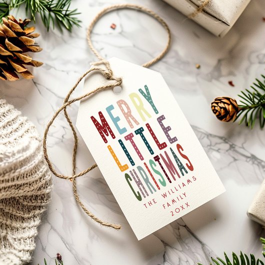 カラフルレトロメリーリトルクリスマス ギフトタグ