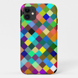 カラフルレトロモダン正方形パターン2 iPhone 11 ケース
