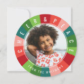 カラフルレトロレインボーサークル写真クリスマス シーズンカード (正面)