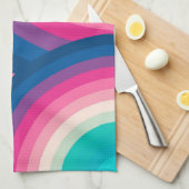 カラフルレトロレインボーサークル | キッチンタオル (四つ折り)