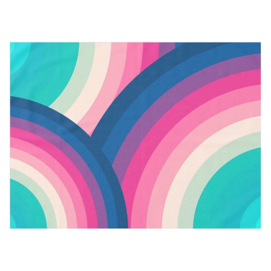 カラフルレトロレインボーサークル | テーブルクロス (正面(横))