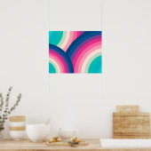 カラフルレトロレインボーサークル | ポスター (キッチン)