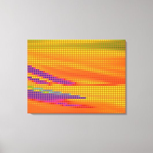 カラフルレトロレインボードットアート キャンバスプリント (正面)