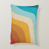 カラフルレトロレインボー抽象芸術波 アクセントクッション (裏面(縦))