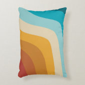 カラフルレトロレインボー抽象芸術波 アクセントクッション (正面(垂直))