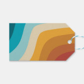 カラフルレトロレインボー抽象芸術波 ギフトタグ (正面(横))