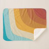 カラフルレトロレインボー抽象芸術波 シェルパブランケット (正面(横))