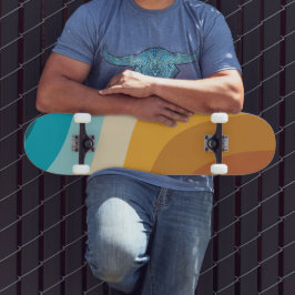 カラフルレトロレインボー抽象芸術波 スケートボード