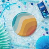 カラフルレトロレインボー抽象芸術波 ペーパープレート (パーティー)