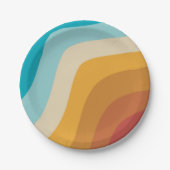 カラフルレトロレインボー抽象芸術波 ペーパープレート (正面)