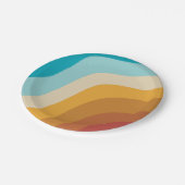 カラフルレトロレインボー抽象芸術波 ペーパープレート (アングル)